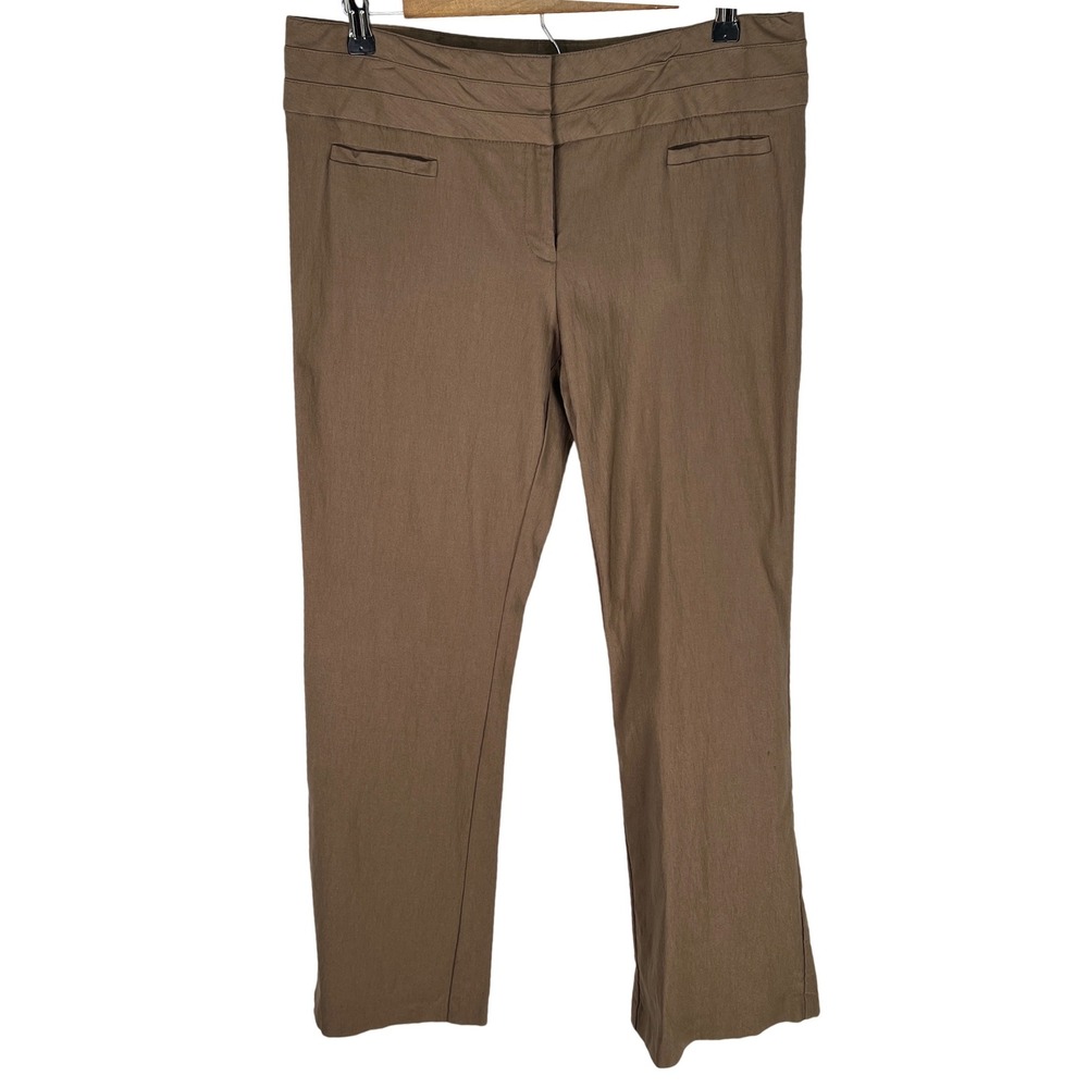Land'N Sea Brown Stretch Dress Pants Straight Leg Trousers Womens 12